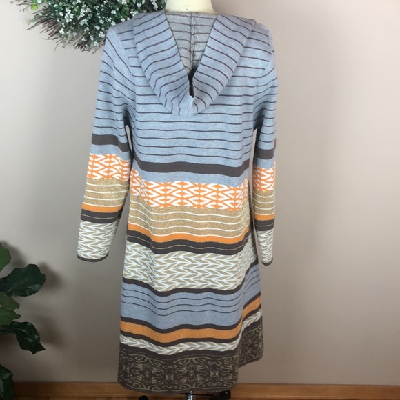 Young Threads Long Gray Striped Cardigan Sweater - Size Large - Picture 3 of 9